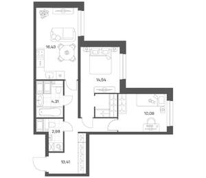 2-к квартира, вторичка, 62м2, 19/24 этаж