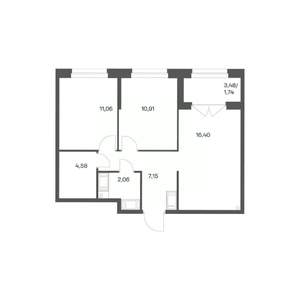 2-к квартира, вторичка, 54м2, 4/24 этаж