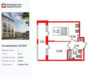 1-к квартира, вторичка, 33м2, 3/4 этаж