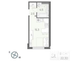 Студия квартира, вторичка, 22м2, 3/4 этаж