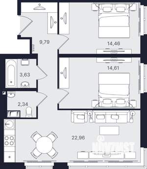 3-к квартира, вторичка, 68м2, 4/24 этаж