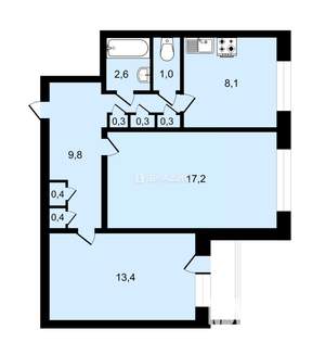 2-к квартира, вторичка, 54м2, 6/6 этаж