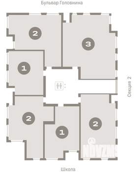 1-к квартира, вторичка, 52м2, 5/9 этаж