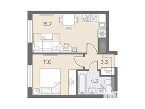 1-к квартира, вторичка, 35м2, 6/10 этаж