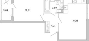 1-к квартира, вторичка, 42м2, 3/5 этаж