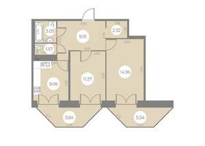 2-к квартира, вторичка, 55м2, 11/18 этаж