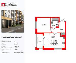 1-к квартира, вторичка, 35м2, 2/4 этаж