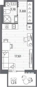 Студия квартира, вторичка, 26м2, 2/7 этаж