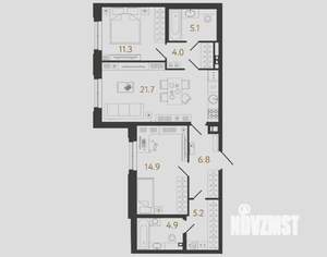 2-к квартира, вторичка, 74м2, 4/8 этаж