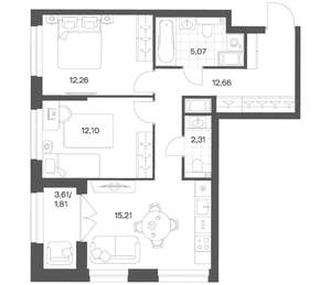 2-к квартира, вторичка, 61м2, 7/24 этаж