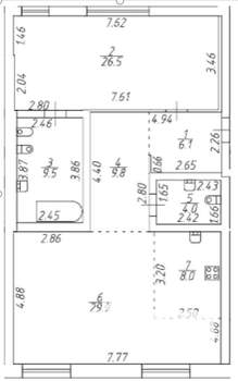 2-к квартира, строящийся дом, 94м2, 2/7 этаж