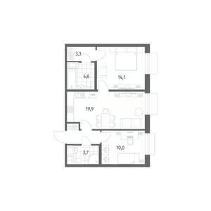 2-к квартира, вторичка, 59м2, 9/12 этаж