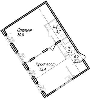 2-к квартира, строящийся дом, 68м2, 4/8 этаж