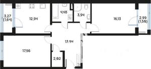2-к квартира, вторичка, 74м2, 5/9 этаж