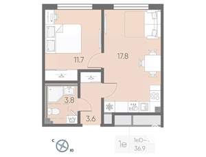 1-к квартира, вторичка, 37м2, 3/4 этаж