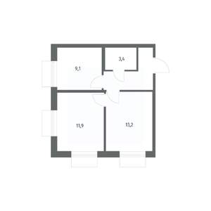 2-к квартира, вторичка, 43м2, 4/12 этаж