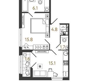 1-к квартира, вторичка, 44м2, 4/9 этаж