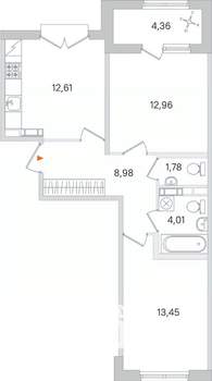 2-к квартира, вторичка, 56м2, 3/4 этаж