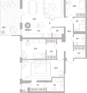 3-к квартира, вторичка, 145м2, 2/16 этаж