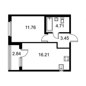 1-к квартира, строящийся дом, 38м2, 1/9 этаж
